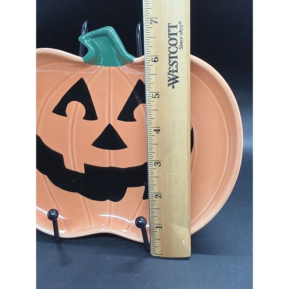 Vtg Dakin Ceramic Halloween Jack O Lantern Pumpkin Trinket Candy Dish  8